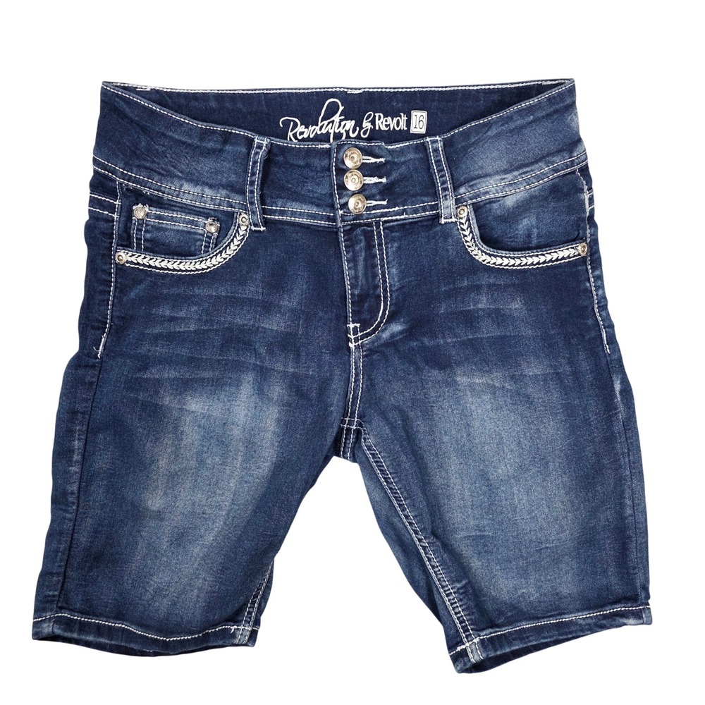 Revolution by‎ Revolt Stretch Denim Shorts Dark Blue Girls Size 16